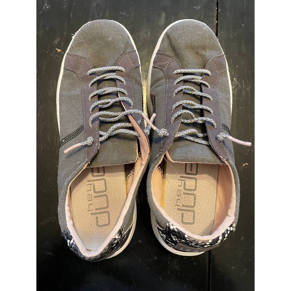 Hey Dude Karina Womens Grey Canvas Snakeskin Low Top Slip On Sneakers